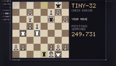 A chess engine running on TINY-32