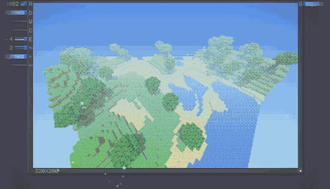 A Minecraft-style world running on a CPU built in Tiny Logic